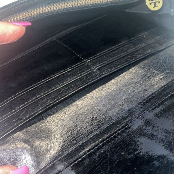 Tory Burch Black Leather Long Continental Evelope Wallet - Picture 9 of 14